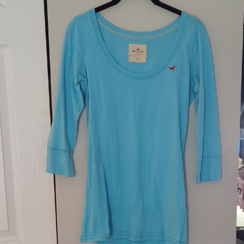 Vintage Hollister Sky Blue 3/4 Sleeve Tee